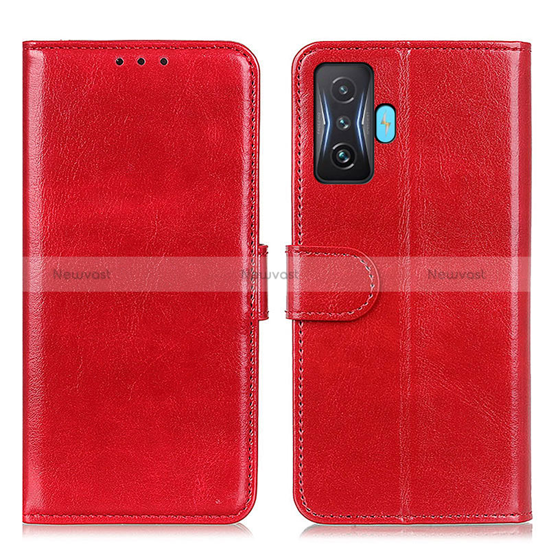 Leather Case Stands Flip Cover Holder M07L for Xiaomi Redmi K50 Gaming 5G Red