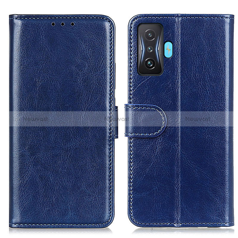 Leather Case Stands Flip Cover Holder M07L for Xiaomi Redmi K50 Gaming AMG F1 5G Blue