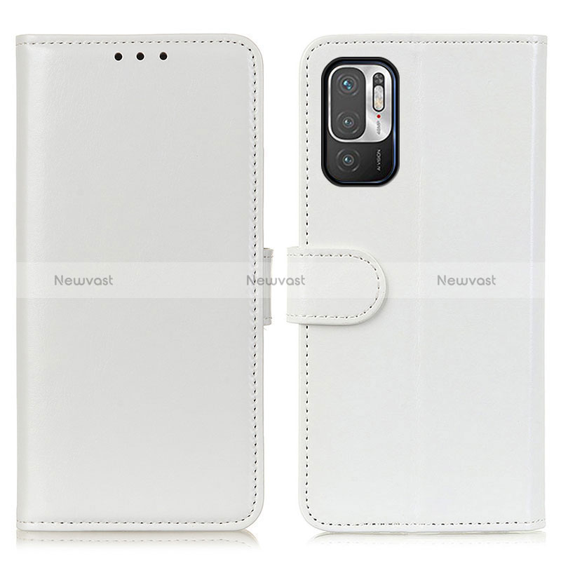 Leather Case Stands Flip Cover Holder M07L for Xiaomi Redmi Note 10 5G White