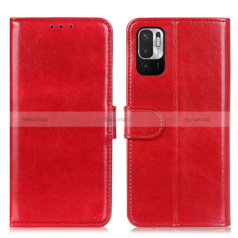 Leather Case Stands Flip Cover Holder M07L for Xiaomi Redmi Note 10 JE 5G Red