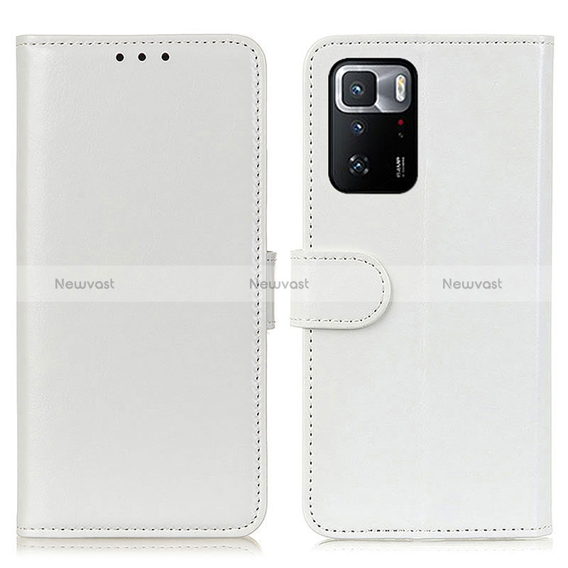 Leather Case Stands Flip Cover Holder M07L for Xiaomi Redmi Note 10 Pro 5G White