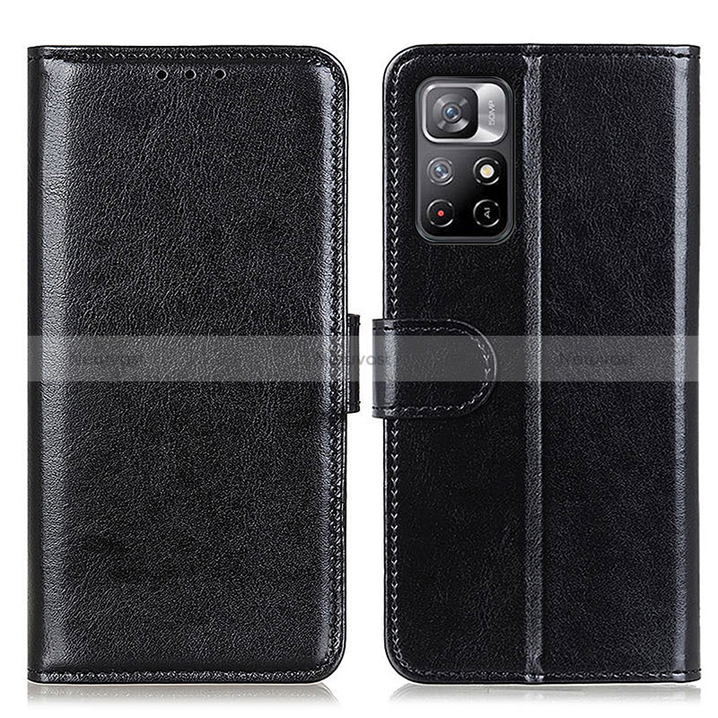 Leather Case Stands Flip Cover Holder M07L for Xiaomi Redmi Note 11 5G Black