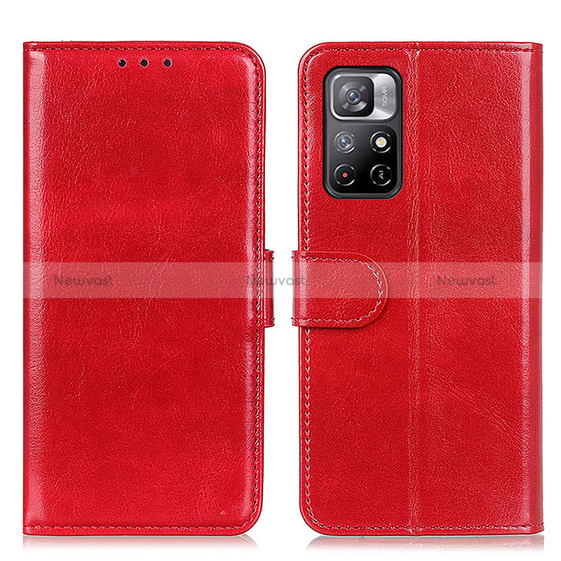 Leather Case Stands Flip Cover Holder M07L for Xiaomi Redmi Note 11 5G Red