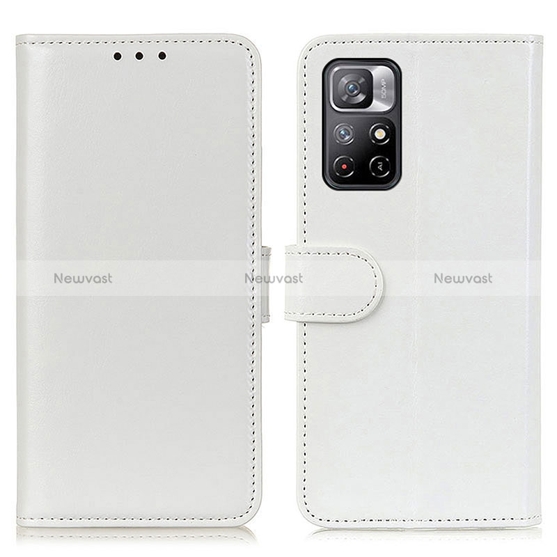 Leather Case Stands Flip Cover Holder M07L for Xiaomi Redmi Note 11 5G White