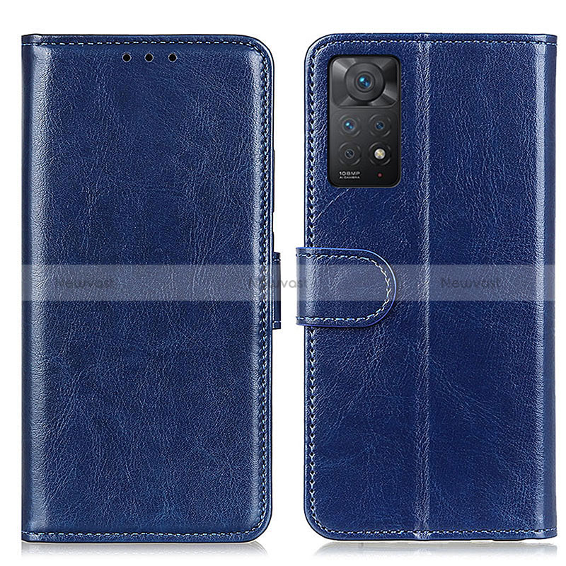 Leather Case Stands Flip Cover Holder M07L for Xiaomi Redmi Note 11 Pro 4G Blue