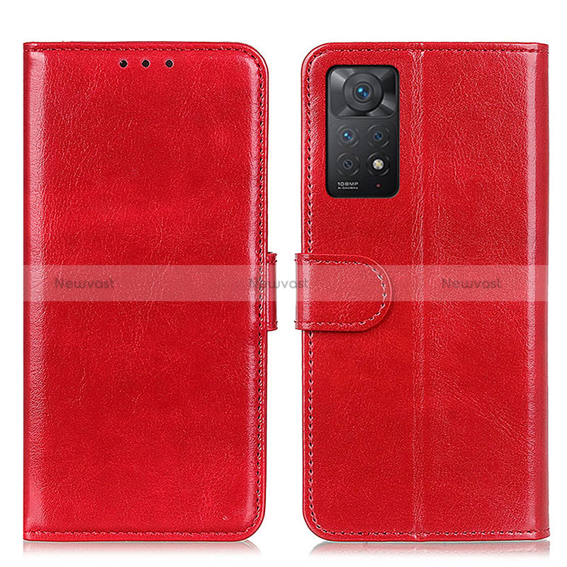 Leather Case Stands Flip Cover Holder M07L for Xiaomi Redmi Note 11 Pro 4G Red