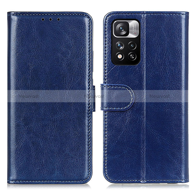 Leather Case Stands Flip Cover Holder M07L for Xiaomi Redmi Note 11 Pro+ Plus 5G Blue