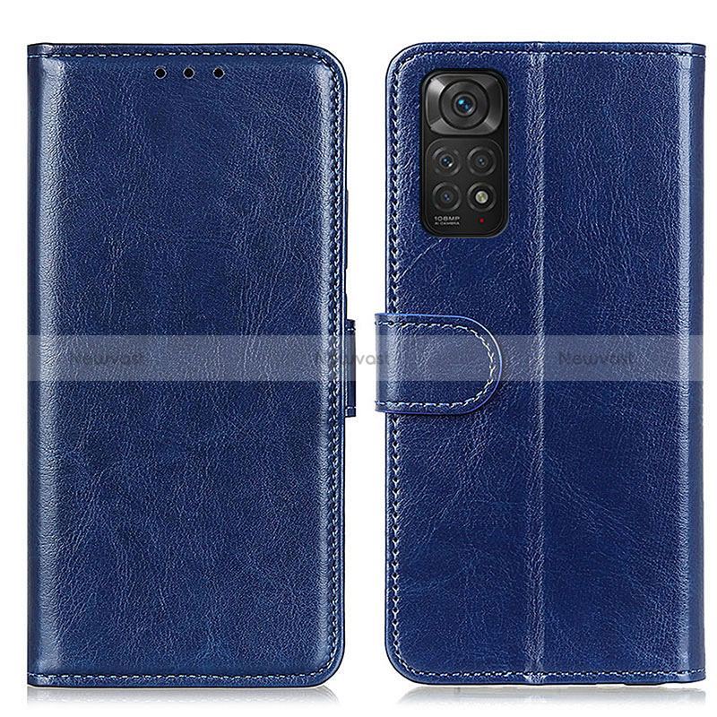 Leather Case Stands Flip Cover Holder M07L for Xiaomi Redmi Note 11S 4G Blue