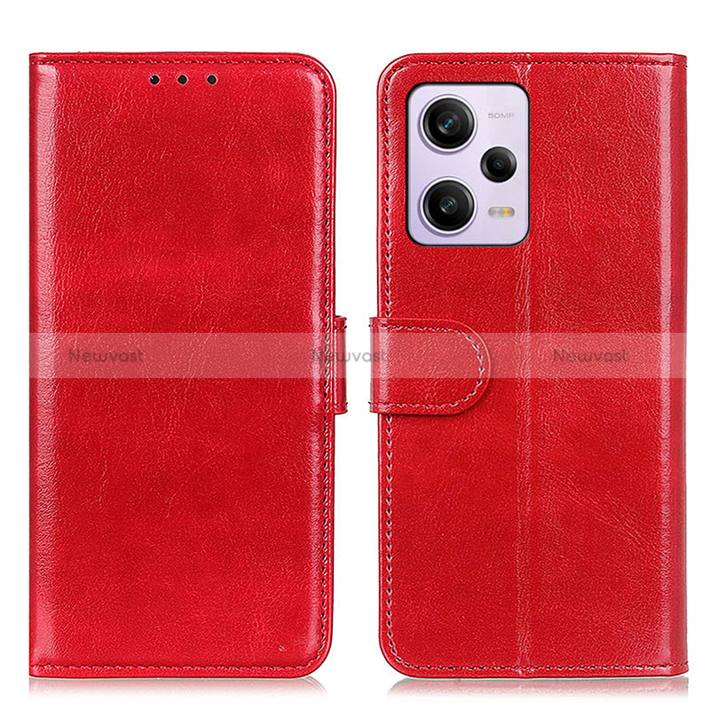 Leather Case Stands Flip Cover Holder M07L for Xiaomi Redmi Note 12 Pro 5G Red