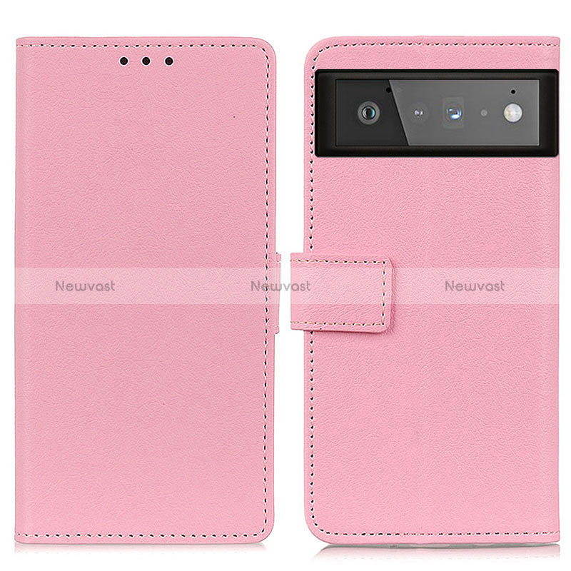 Leather Case Stands Flip Cover Holder M08L for Google Pixel 6 5G Pink