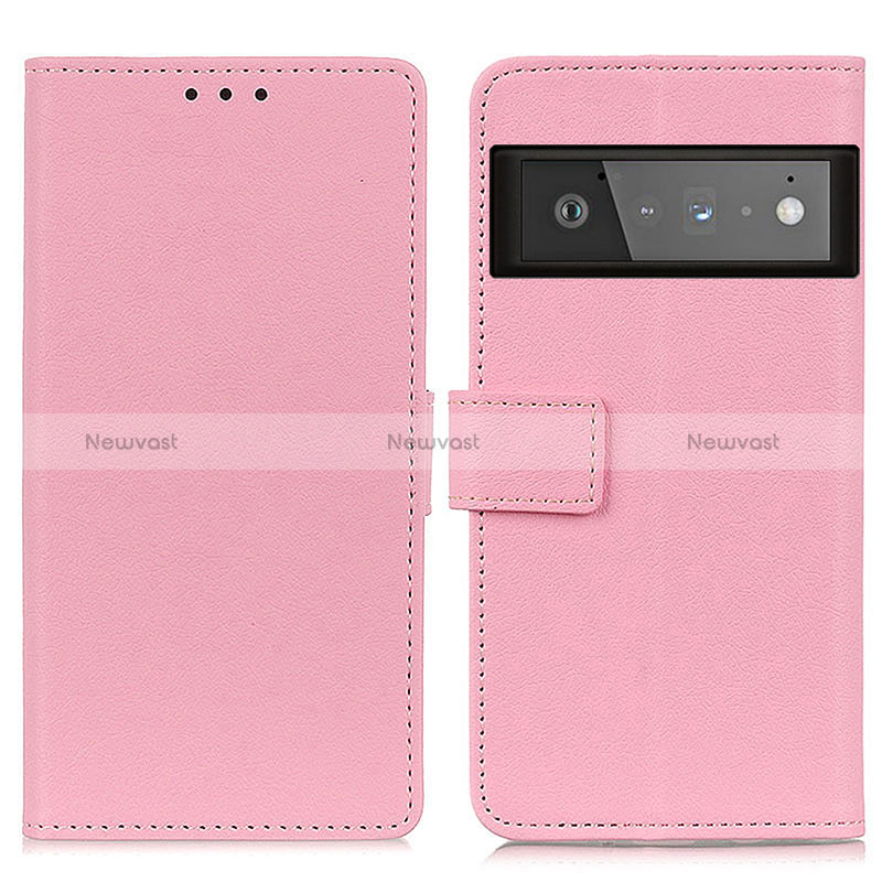 Leather Case Stands Flip Cover Holder M08L for Google Pixel 6 Pro 5G Pink