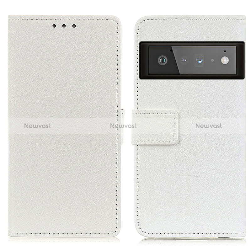 Leather Case Stands Flip Cover Holder M08L for Google Pixel 6 Pro 5G White