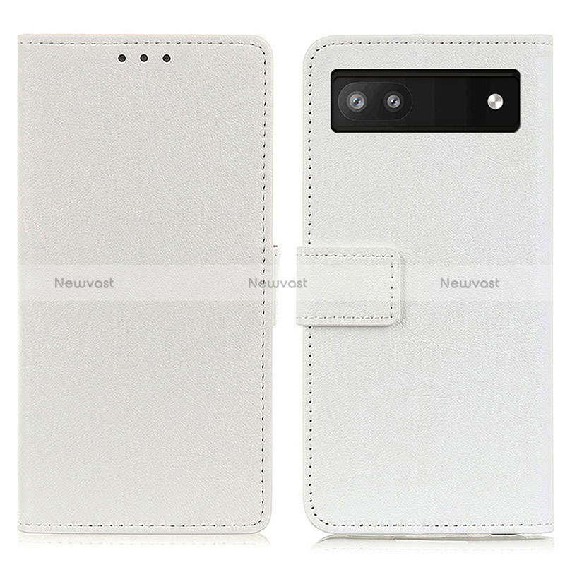 Leather Case Stands Flip Cover Holder M08L for Google Pixel 6a 5G White