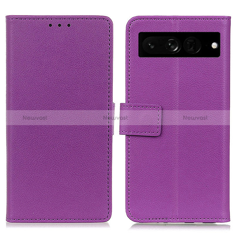 Leather Case Stands Flip Cover Holder M08L for Google Pixel 7 Pro 5G Purple