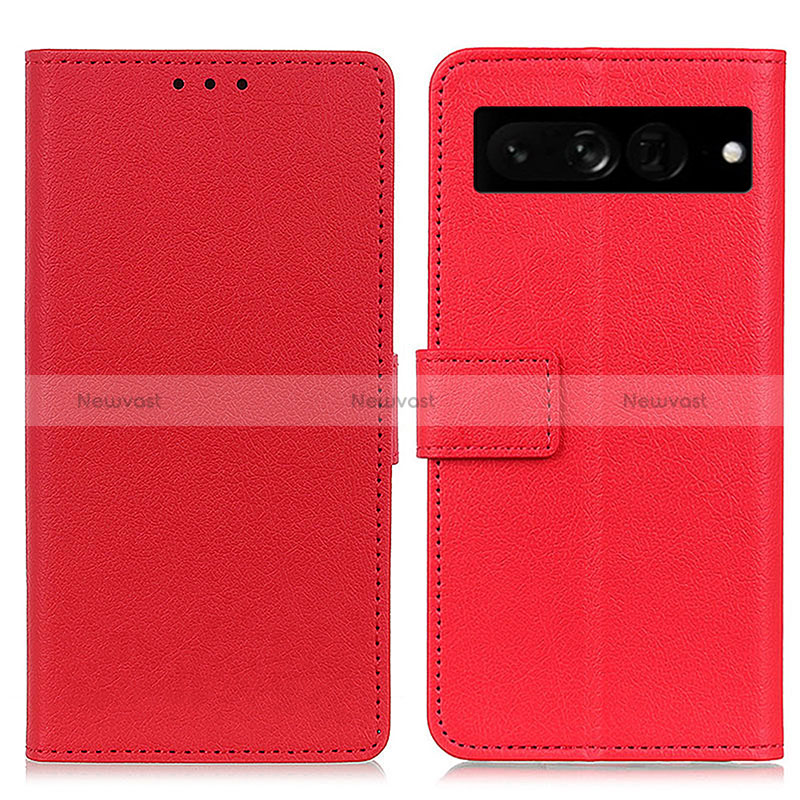 Leather Case Stands Flip Cover Holder M08L for Google Pixel 7 Pro 5G Red