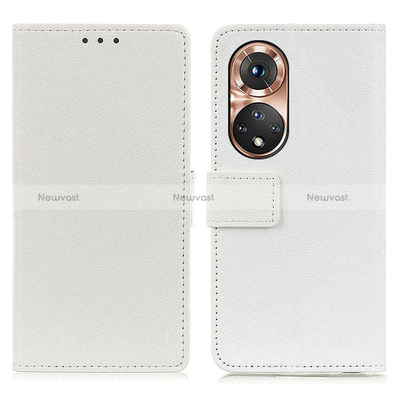 Leather Case Stands Flip Cover Holder M08L for Huawei Honor 50 5G White