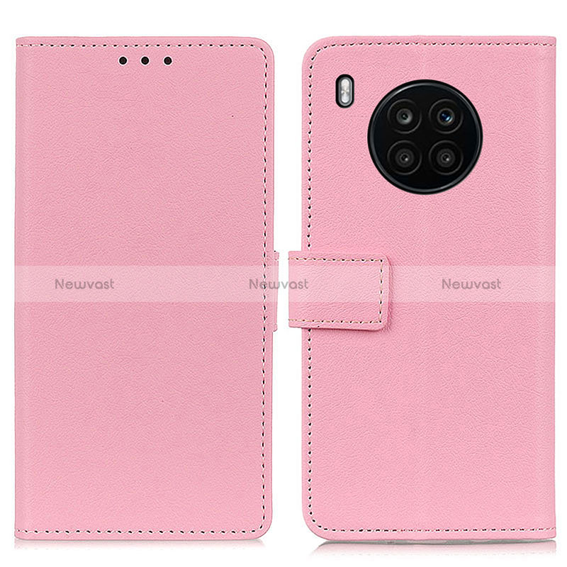 Leather Case Stands Flip Cover Holder M08L for Huawei Honor 50 Lite Pink