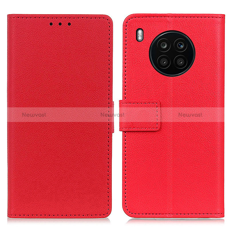 Leather Case Stands Flip Cover Holder M08L for Huawei Honor 50 Lite Red