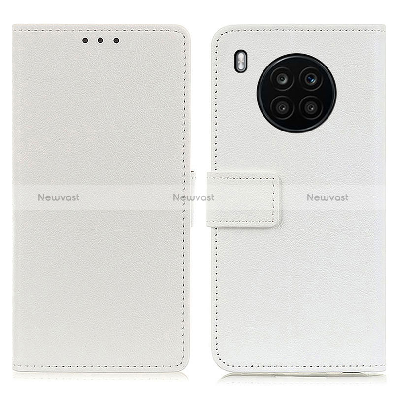 Leather Case Stands Flip Cover Holder M08L for Huawei Honor 50 Lite White