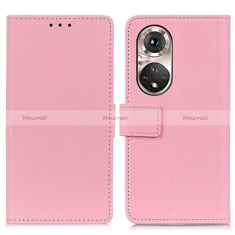 Leather Case Stands Flip Cover Holder M08L for Huawei Honor 50 Pro 5G Pink