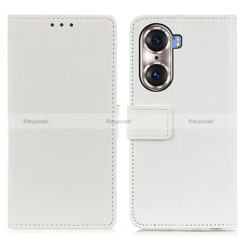 Leather Case Stands Flip Cover Holder M08L for Huawei Honor 60 Pro 5G White