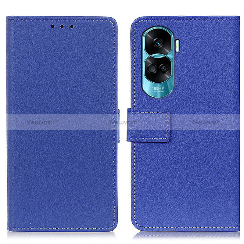 Leather Case Stands Flip Cover Holder M08L for Huawei Honor 90 Lite 5G Blue