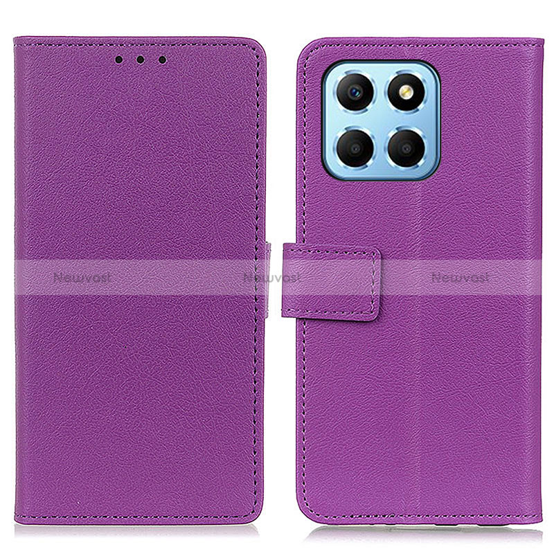 Leather Case Stands Flip Cover Holder M08L for Huawei Honor X6 5G Purple