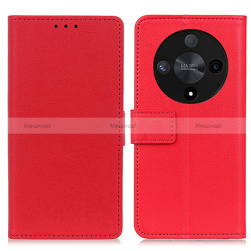 Leather Case Stands Flip Cover Holder M08L for Huawei Honor X9b 5G Red