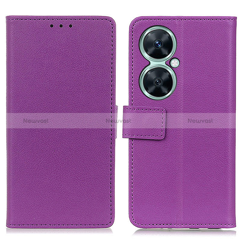 Leather Case Stands Flip Cover Holder M08L for Huawei Nova 11i Purple