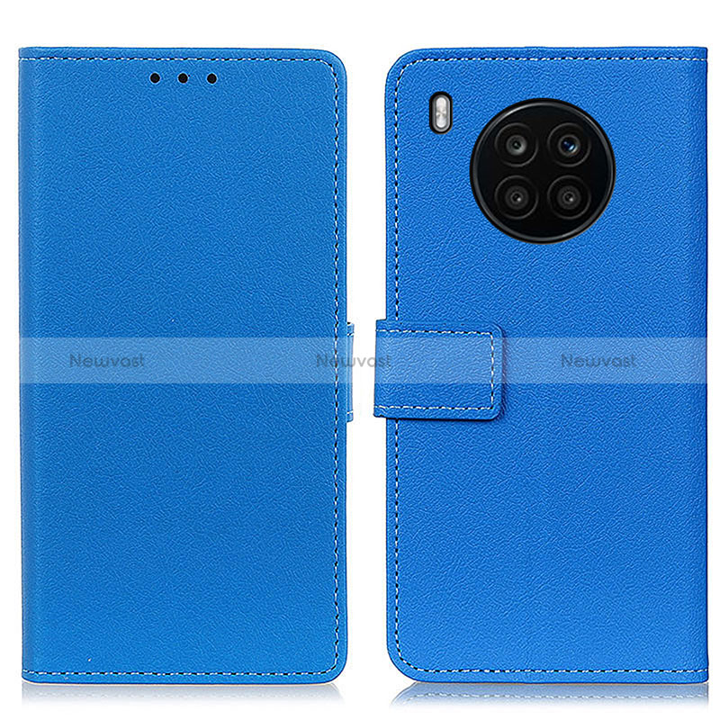 Leather Case Stands Flip Cover Holder M08L for Huawei Nova 8i Blue