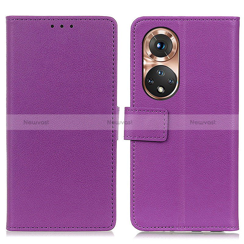 Leather Case Stands Flip Cover Holder M08L for Huawei Nova 9 Purple