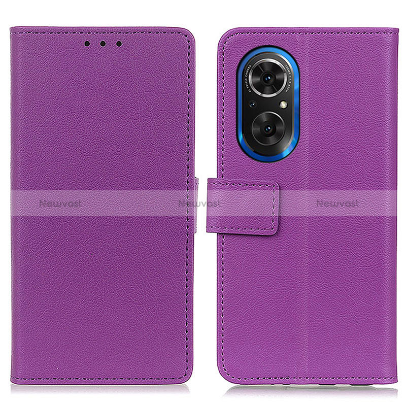 Leather Case Stands Flip Cover Holder M08L for Huawei Nova 9 SE Purple