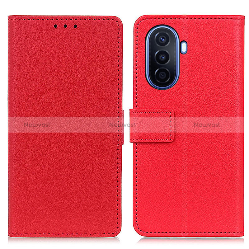 Leather Case Stands Flip Cover Holder M08L for Huawei Nova Y70 Plus Red