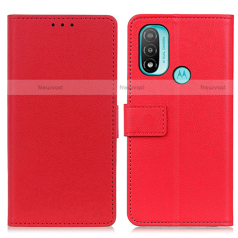 Leather Case Stands Flip Cover Holder M08L for Motorola Moto E20 Red