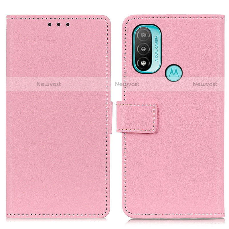 Leather Case Stands Flip Cover Holder M08L for Motorola Moto E40 Pink