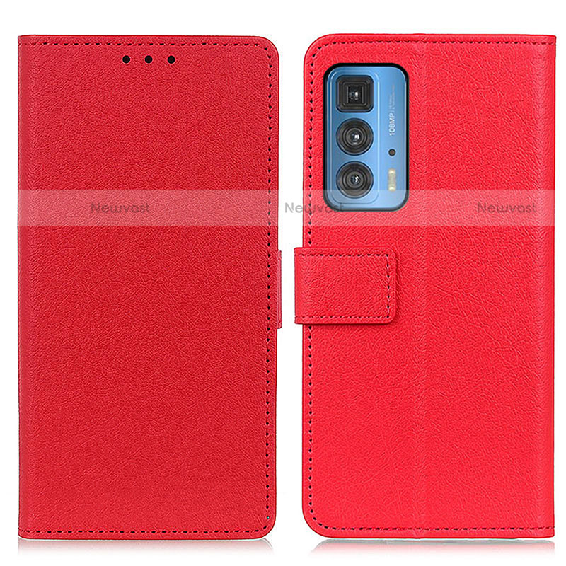 Leather Case Stands Flip Cover Holder M08L for Motorola Moto Edge 20 Pro 5G Red