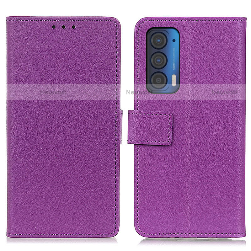 Leather Case Stands Flip Cover Holder M08L for Motorola Moto Edge (2021) 5G Purple