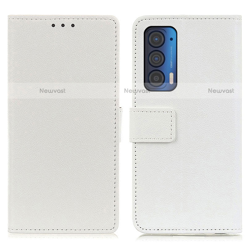 Leather Case Stands Flip Cover Holder M08L for Motorola Moto Edge (2021) 5G White