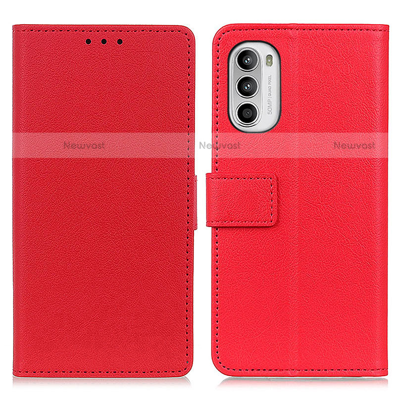 Leather Case Stands Flip Cover Holder M08L for Motorola Moto Edge (2022) 5G Red