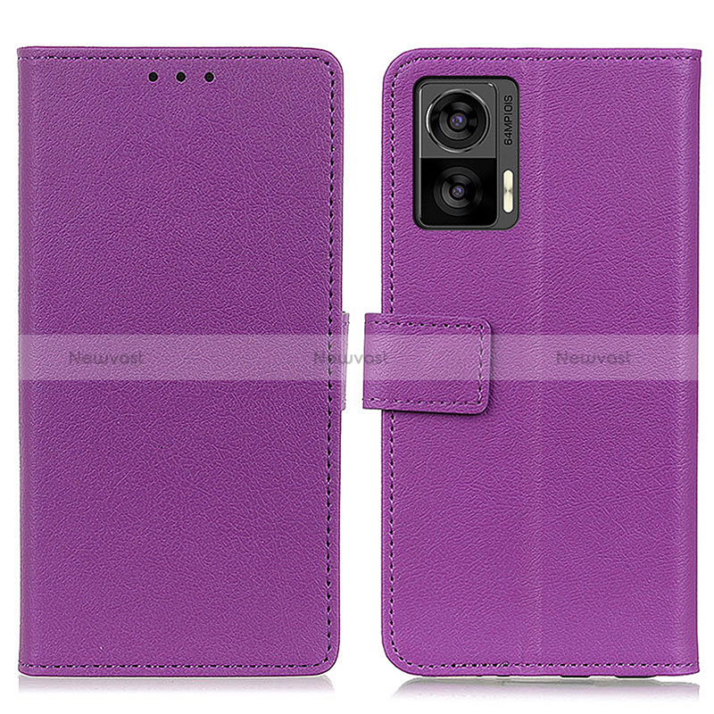 Leather Case Stands Flip Cover Holder M08L for Motorola Moto Edge 30 Lite 5G Purple