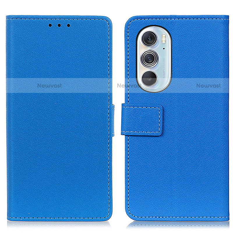 Leather Case Stands Flip Cover Holder M08L for Motorola Moto Edge 30 Pro 5G Blue