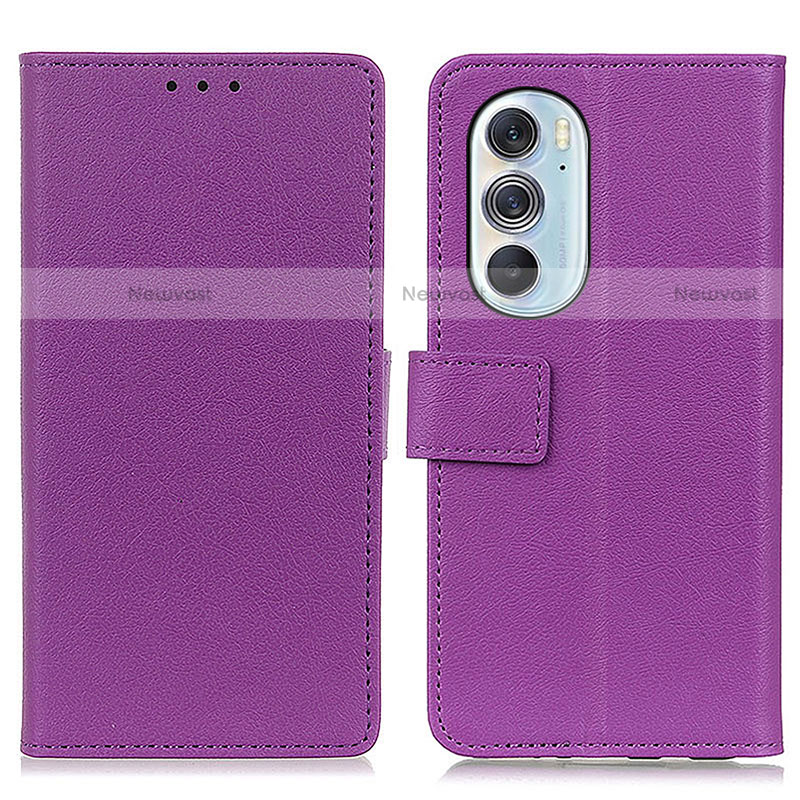 Leather Case Stands Flip Cover Holder M08L for Motorola Moto Edge 30 Pro 5G Purple