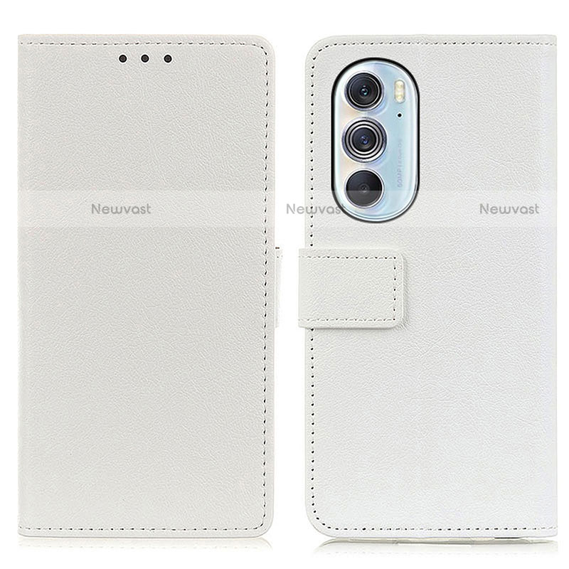 Leather Case Stands Flip Cover Holder M08L for Motorola Moto Edge 30 Pro 5G White