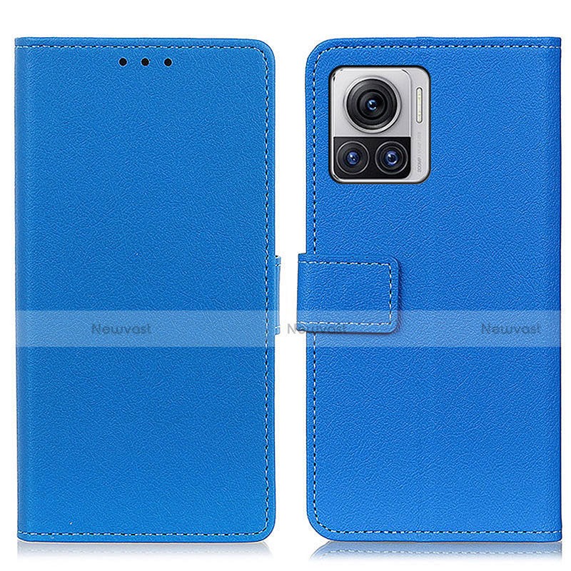 Leather Case Stands Flip Cover Holder M08L for Motorola Moto Edge 30 Ultra 5G Blue