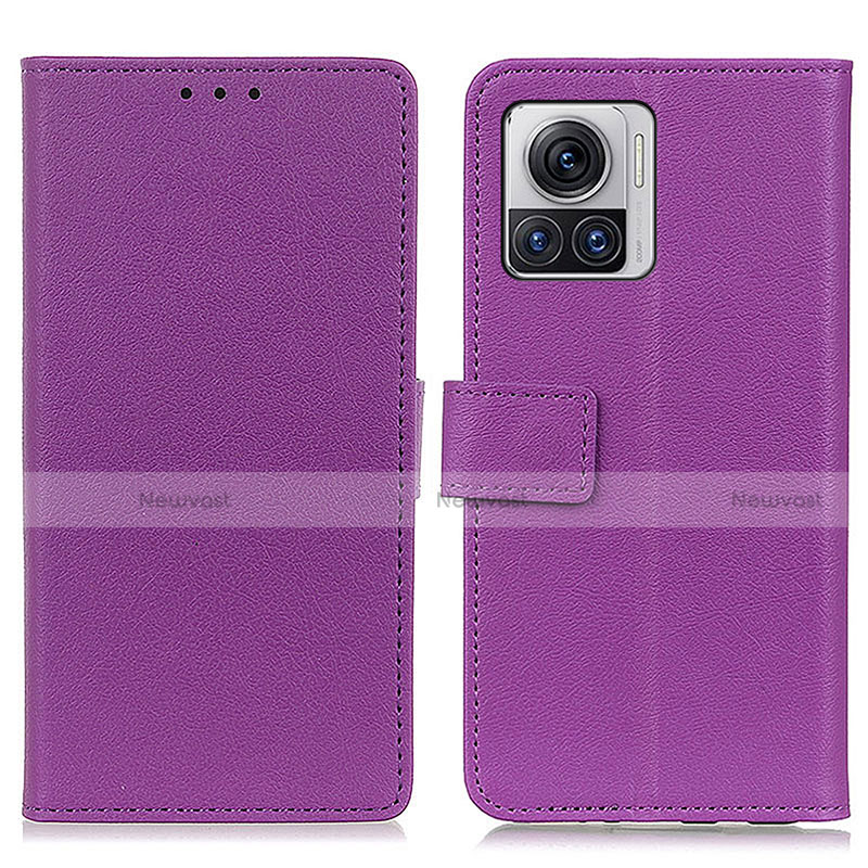 Leather Case Stands Flip Cover Holder M08L for Motorola Moto Edge 30 Ultra 5G Purple