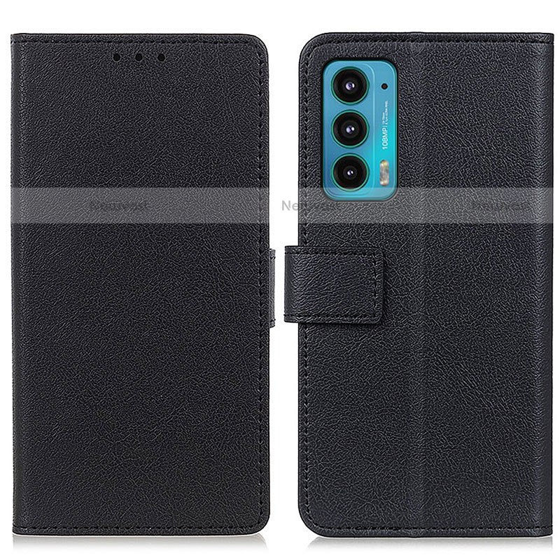Leather Case Stands Flip Cover Holder M08L for Motorola Moto Edge Lite 5G Black