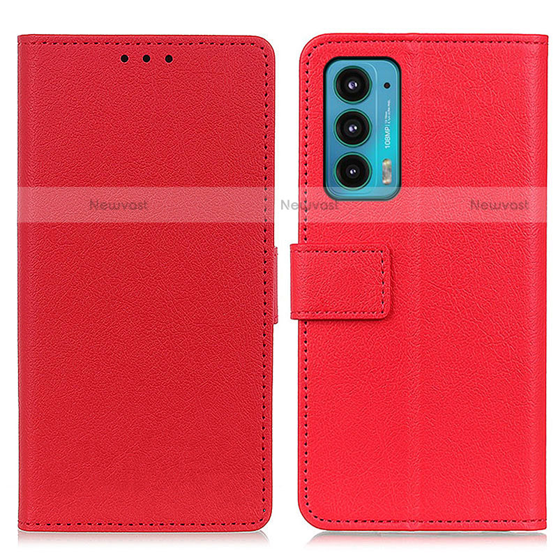 Leather Case Stands Flip Cover Holder M08L for Motorola Moto Edge Lite 5G Red