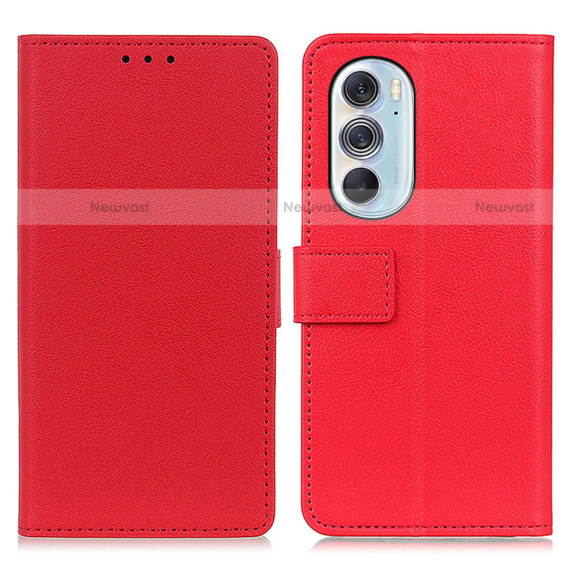 Leather Case Stands Flip Cover Holder M08L for Motorola Moto Edge Plus (2022) 5G Red