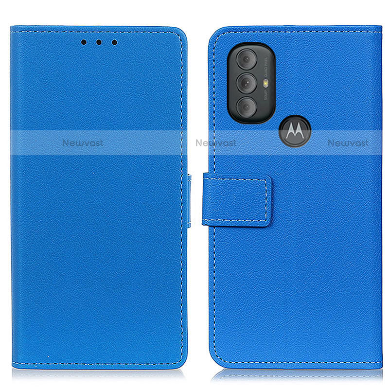 Leather Case Stands Flip Cover Holder M08L for Motorola Moto G Play (2023) Blue