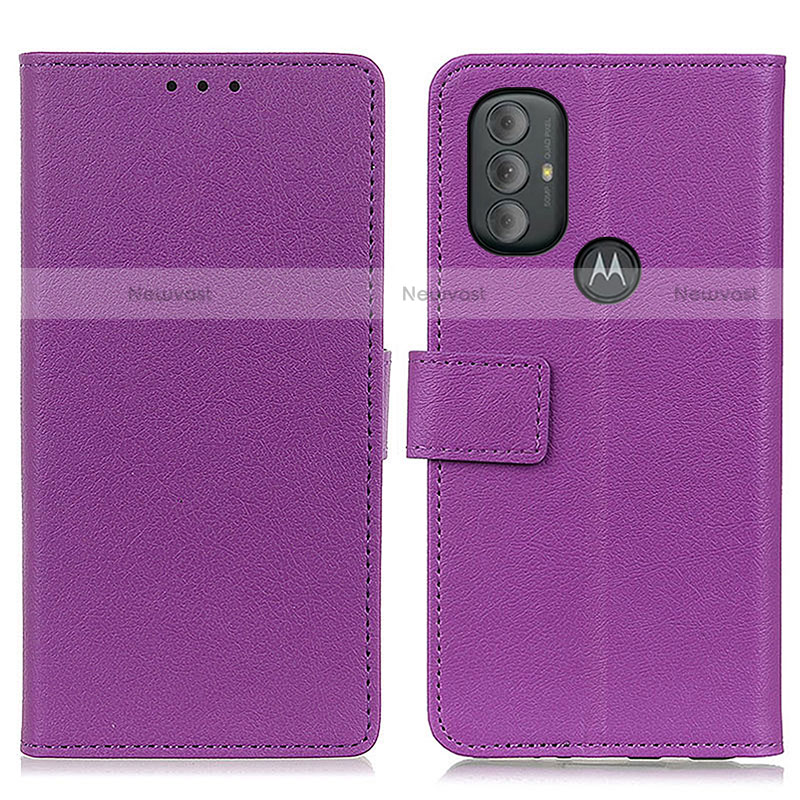 Leather Case Stands Flip Cover Holder M08L for Motorola Moto G Power (2022) Purple